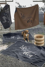 Produktbild von David Fussenegger Hundedecke Life is Better 100 x 140 cm Anthrazit - 1 Stk.