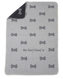 David Fussenegger Hundedecke My Best Friend/Knochen Allover 70 x 90 cm Hellgrau – Bild 1 von 4