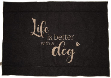 David Fussenegger Hundematte Life is Better, gefüttert, 120x80 cm, Anthrazit – Bild 1 von 2