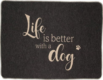 DAVID FUSSENEGGER Tierdecke Hundedecke Life is Better 70 x 90 cm – Bild 1 von 3