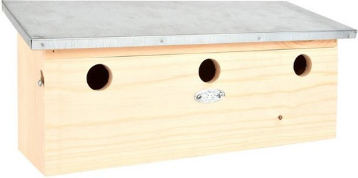 Produktbild von degawo Nistkasten Spatzenvilla horizontal für drei Vogel Familien Kiefernholz und Zink