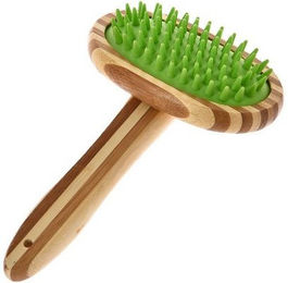 Produktbild von Dehner Fellbürste, Massagen-Bürste, in grün/natur Farbe