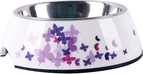 Produktbild von Dehner Hunde- und Katzennapf Melamin/Edelstahl/Gummi - 160 ml