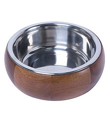 Dehner Lieblinge Hundenapf Holz/Edelstahl, braun – Bild 1 von 2