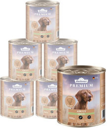 Produktbild von Dehner Premium Adult Sensitiv Huhn, 6 x 800 g Dose, getreidefrei Huhn, 4800g, Nassfutter für ausgewachsene, sensible Hunde