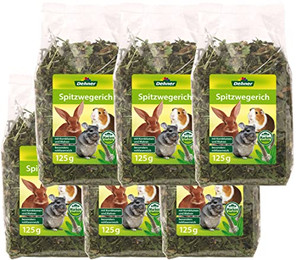 Produktbild von Dehner Spitzwegerich für Zwergkaninchen / Nager, 6 x 125 g Löwenzahn, 750g, rohfaserreicher Nagersnack