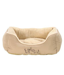 Dehner Tierbett Sammy für Hunde und Katzen, Polyester, beige – Bild 1 von 5