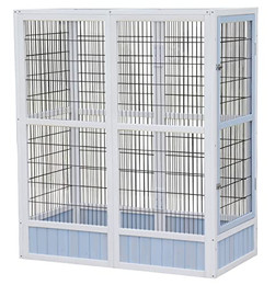 Produktbild von Dehner Vogelgehege Santorini, 60 x 116,4 x 136 cm, Holz/Metall, weiß/blau