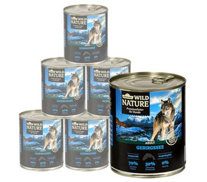 Dehner Wild Nature Gebirgssee Adult Lachs / Huhn, 6 x 400 / 800 g Dose Lachs, 4800g, Nassfutter für ausgewachsene Hunde, glutenfrei – Bild 1 von 5