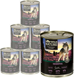 Dehner Wild Nature Heidetal Adult Lamm, 6 x 400 / 800 g Dose Kaninchen, Nassfutter für: Hunde, Nassfutter für ausgewachsene Hunde, glutenfrei – Bild 1 von 4