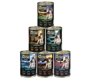 Dehner Wild Nature Probier-Set, mit Ente / Pferd / Lachs, 6 x 400 g Dose, Nassfutter für: Hunde, Nassfutter für ausgewachsene Hunde, getreidefrei / zuckerfrei – Bild 1 von 13