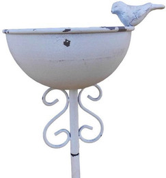 Produktbild von Deko-Impression Vogeltränke auf Stab aus Eisen weiß Shabby