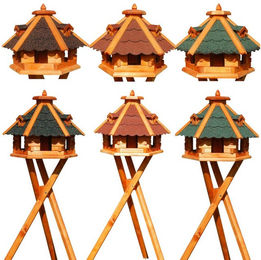 Produktbild von DEKO VERTRIEB BAYERN Vogelhaus XXL Premium Vogelhaus mit /ohne Ständer / Solar Holz Futterhaus Vogel