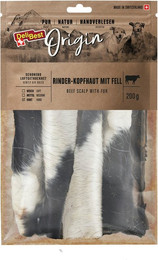 Produktbild von DeliBest 200 Gramm Hundekauartikel Rinderkopfhaut mit Fell 6 x 200 Gramm