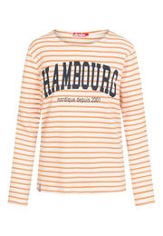 Derbe Damen Langarmshirt Hambourg Striped Off White/Gelborange – Bild 1 von 2