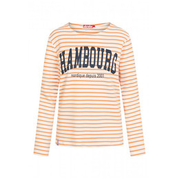 Produktbild von Derbe Damen Langarmshirt Hambourg Striped Off White/Gelborange