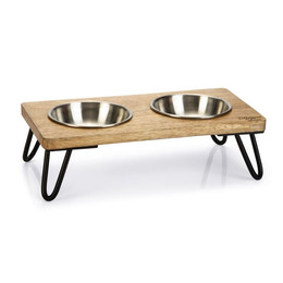 Produktbild von Designed by Lotte Dinnerset Linga Futterbar mit 2 Edelstahlnäpfen - 2 x 250 ml