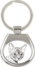 Produktbild von Devon Rex - Schlüsselanhänger mit Katze, Schlüsselanhänger mit Aufdruck, personalisierter Anhänger der Marke Art-Dog silber