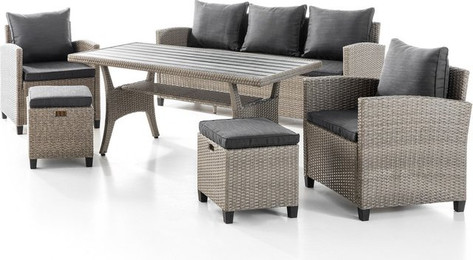 Produktbild von Dining-Lounge 16-teilig mit Sitz- und Rückenkissen grau-Mix