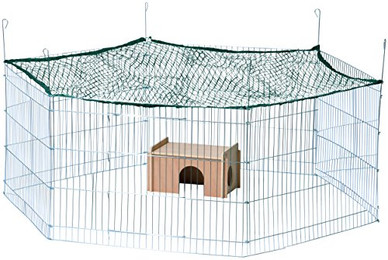 Produktbild von dobar 6-eckiges Freigehege mit Schutznetz und Nagerhaus