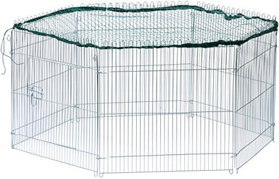 Produktbild von dobar® 80614 Freilaufgehege 6-eckig verzinkt aus Metall mit Nylon Netz