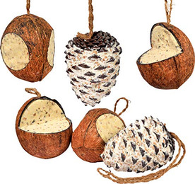 Produktbild von dobar® Premium Vogelfutter Mix gefüllte Kokosnüsse und Pinienzapfen