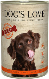Produktbild von Dog's Love B.A.R.F. 400g Dose Hundenassfutter 6 x 400 Gramm Rind