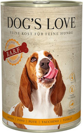 Produktbild von Dog's Love B.A.R.F. 400g Dose Hundenassfutter Sparpaket 12 x 400 Gramm Pute