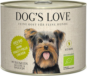 Produktbild von Dog's Love Bio 200g Dose Hundenassfutter Sparpaket 12 x 200 Gramm Huhn mit Buchweizen, Sellerie & Basilikum