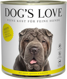 Produktbild von Dog's Love Classic 800g Dose Hundenassfutter Sparpaket 12 x 800 Gramm Huhn mit Birne, Quinoa & Karotte