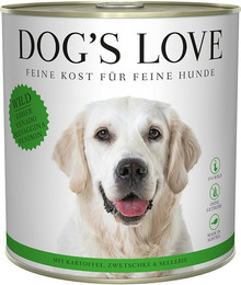 Produktbild von Dog's Love Classic 800g Dose Hundenassfutter Sparpaket 12 x 800 Gramm Wild mit Kartoffel, Zwetschke & Sellerie