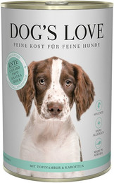 Produktbild von Dog's Love Hypoallergen 400g Dose Hundenassfutter Sparpaket 12 x 400 Gramm Ente mit Topinambur & Karotte
