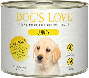 Produktbild von Dog's Love Junior 200g Dose Hundenassfutter Sparpaket 12 x 200 Gramm Geflügel mit Zucchini & Apfel