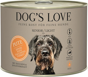 Produktbild von Dog's Love Senior 200g Dose Hundenassfutter Sparpaket 12 x 200 Gramm Pute & Light mit Zucchini & Johanneskraut