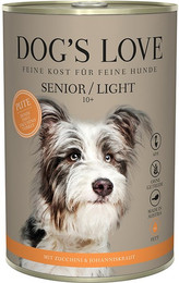 Produktbild von Dog's Love Senior 400g Dose Hundenassfutter Sparpaket 12 x 400 Gramm Pute & Light mit Zucchini & Johanneskraut