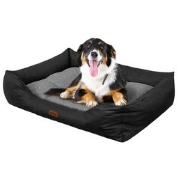 DOGGY Hundebett Hundekissen in Leinenoptik L 92x73 cm Graphit – Bild 1 von 7