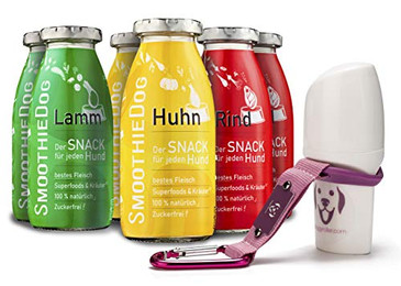 Produktbild von Doggyroller mit SmoothieDog Hundesmoothie 6er Mix Klassik - 6 x 250 ml