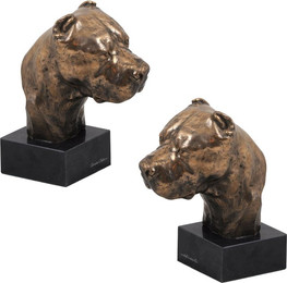 Produktbild von Dogo Argentino Hundestatue Büste auf Steinsockel Skulptur Trophäe Art-Dog braun
