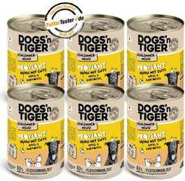 Produktbild von Dogs’n Tiger Adult Hundefutter Proviant mit Huhn, Ente, Apfel & Kartoffeln - 6 x 400 g