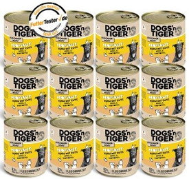 Produktbild von Dogs’n Tiger Adult Hundefutter Proviant mit Huhn, Ente, Apfel & Kartoffeln - 12 x 800 g