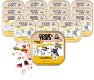 Dogs'n Tiger Adult Nassfutter Katze, Herzlich, Huhn, Rinderherzen & Karotte 16x100 g – Bild 1 von 3