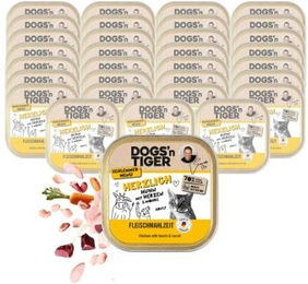 Dogs'n Tiger Adult Nassfutter Katze, Herzlich, Huhn, Rinderherzen & Karotte 32x100 g – Bild 1 von 3
