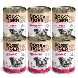 Produktbild von Dogs’n Tiger Adult Premium Nassfutter Abendbrot mit 67% Lammfleisch, Leinsamenöl & Kräutern - 6 x 400 g