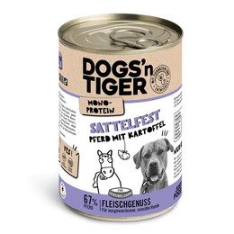 Produktbild von Dogs'n Tiger Hunde Nassfutter Sattelfest Pferd - 6 x 400 g