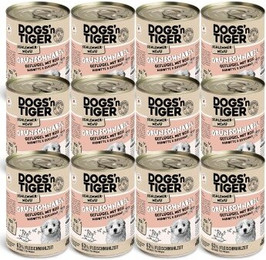 Produktbild von Dogs’n Tiger Junior Grünschnabel Hundenassfutter für Welpen mit Huhn, Reis und Gemüse - 12 x 400 g