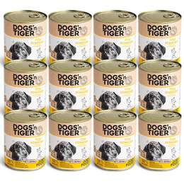 Produktbild von Dogs’n Tiger Junior Welpen Nassfutter mit 67% Huhn und Süßkartoffel - 12 x 800 g