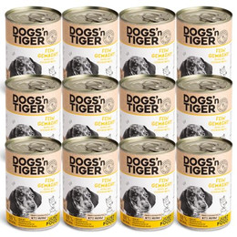 Produktbild von Dogs’n Tiger Junior Welpen Nassfutter mit 67% Huhn und Süßkartoffel - 12 x 400 g