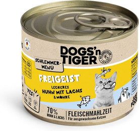 Produktbild von Dogs'n Tiger Katzen Nassfutter Freigeist Huhn & Lachs - 12 x 200 g