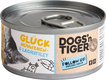 Produktbild von Dogs'n Tiger Katzennassfutter Glück mit Hühner- & Lachsfilet - 12 x 70 g