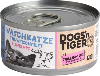 Produktbild von Dogs'n Tiger Katzennassfutter Naschkatze Thunfischfilet & Shrimps - 12 x 70 g